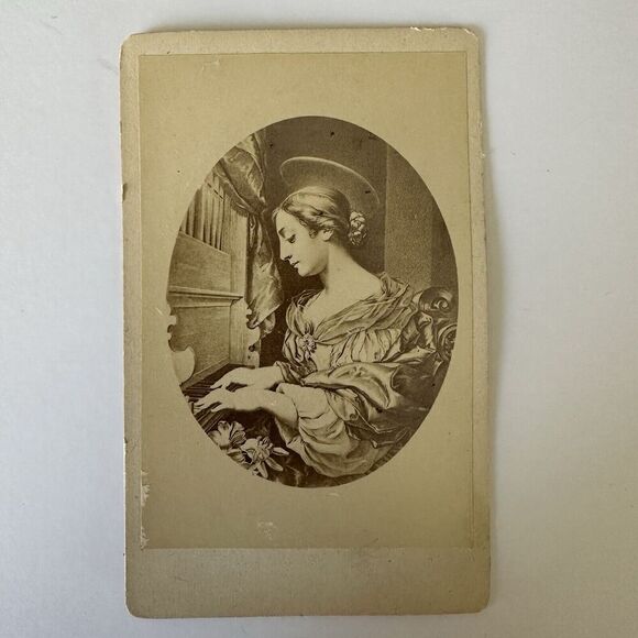 Antique CDV Card Saint Cecilia Carlo Dolce Religious 4”x2.5” - Picture 1 of 2